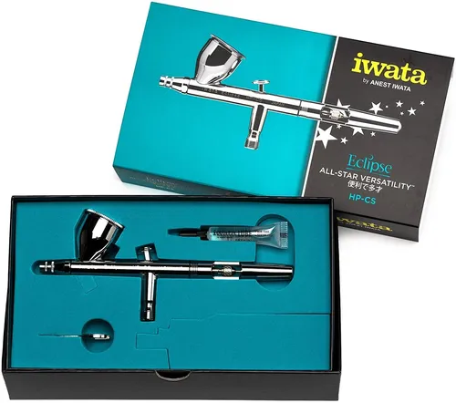 Iwata-Medea Eclipse HP CS Airbrush-Pistole - Airbrush-Zubehör mit 0,35-mm-Nadel und großem 9,86-ml-Fließbecher für mühelose Reinigung und optimalen Farbfluss. Ideal für präzises Sprühen von Acryl- und Textilfarben.