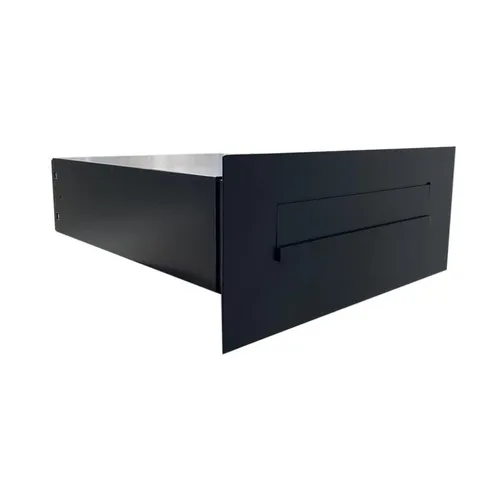 Letterbox24 Briefkasten FLAT Design Durchwurfbriefkasten in RAL 7016 - BX-042 Tief 39-62cm (BK), ohne Namensschild - Briefkasten in RAL 7016