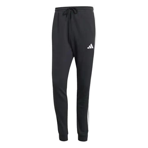 adidas Herren Essential Three Stripes French Terry Pant - Modische Hosen mit regulärem Schnitt und Kordelzugverschluss, aus 55% Baumwolle und recyceltem Polyester, ideal für sportliche Freizeitlooks.