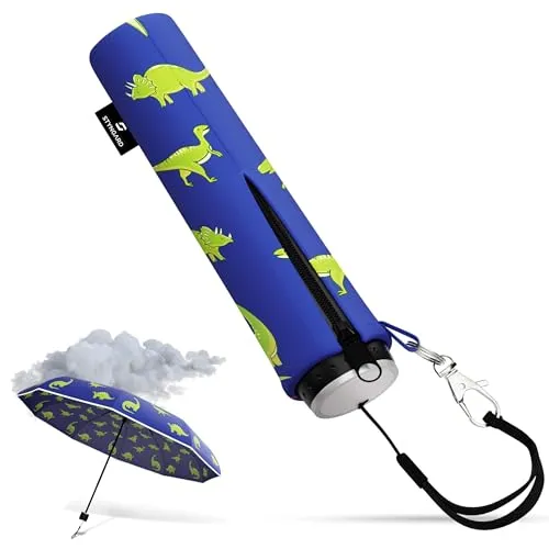 STYNGARD Regenschirm Kinder mit Sicherheitsreflektoren und Reflektorband - Kinder Regenschirm Mädchen & Junge - Kinderschirm - Schirm für Schulranzen Modell STOCKHOLM (Dinosaurier)