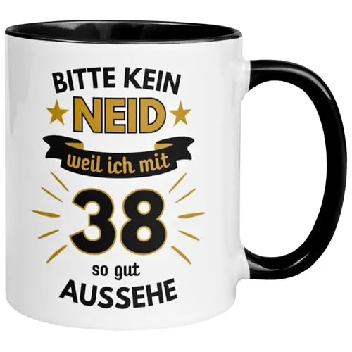 Geburtstag Männer Geschenk Tasse | Bitte kein Neid – Weil ich mit 38 so gut aussehe | Lustige Geschenk Geburtstagstasse Spruch 38. Geburtstag | 38ter Geburtstag - Witziges Geburtstagsgeschenk Mann 38