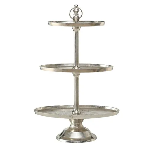 BOLTZE GRUPPE Etagere Mico aus Aluminium, 3 Ebenen, 94cm hoch, silber - Elegante 3-stufige Etagere Mico aus robustem Aluminium, ideal zur stilvollen Präsentation von Dekorationen. Mit 94 cm Höhe und modernem Design passt sie perfekt in jedes Zuhause.