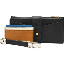 Fossil Geldbörse Willa Set, 2-tlg. aus echtem Leder - Elegante Geldbörse mit abnehmbarem Kartenhalter, 7 Fächer für Karten und Münzfach – ideal für stilbewusste Frauen, die Funktionalität schätzen.