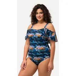 Ulla Popken Badeanzug mit Volants und Softcups, verstellbare Träger, schwarz, Größe 50 - Bademode in sportlichem Design mit verstellbaren Trägern und Softcups für optimalen Halt. OEKO-TEX® zertifiziert, ideal für stilbewusste Schwimmerinnen.