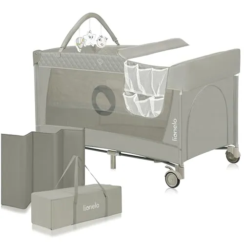 Lionelo Flower 4in1 Reisebett Baby - Vielseitiges 4in1 Reisebett mit Wickeltisch und Spielzeugbogen, sicher und mobil für Reisen. Perfekt für die Entwicklung Ihres Kindes!