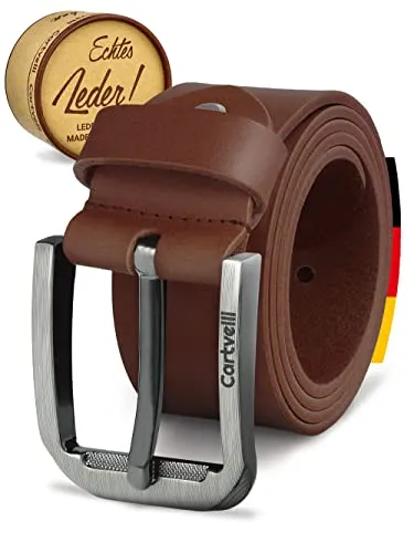 Cartvelli Premium Ledergürtel Herren braun cognac 105cm - Herren-Gürtel aus hochwertigem Vollleder, langlebig und umweltfreundlich gegerbt. Mit edler nickelfreier Schnalle und in einer stilvollen Geschenkbox.