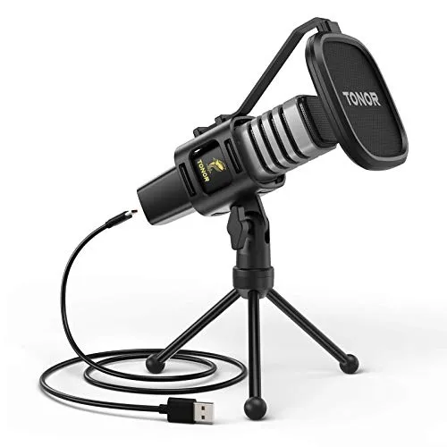 TONOR USB Mikrofon TC30 - Kondensator Mikrofon mit Nierencharakteristik, ideal für Streaming und Podcasting. Plug-and-Play, kompatibel mit Windows, MacOS und Linux, und mit außergewöhnlicher Anti-Vibration für klaren Klang.