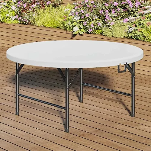 GGMMÖBEL MIO Partytisch Ø 122 cm - Klappbar & Rund - Party Teller - Klappbarer Tisch mit Ø 122 cm, ideal für Buffets und Feiern, platzsparend und leicht zu transportieren.