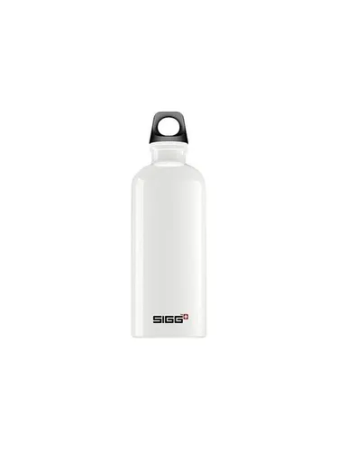 SIGG Traveller Trinkflasche Weiß - Klimaneutral & Auslaufsicher - Flachmänner: Leichte, auslaufsichere Trinkflasche aus 100% recyceltem Aluminium, perfekt für kohlensäurehaltige Getränke und Outdoor-Abenteuer.