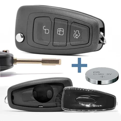 Klapp Schlüssel Gehäuse Funk Fernbedienung für Ford FO21 Rohling + Batterie Key