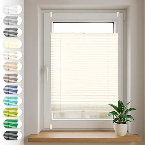 Sonello Plissee Klemmfix 95cm x 200cm - Plissee für Türen & Fenster, einfache Montage ohne Bohren, blickdicht und pflegeleicht – idealer Sicht- und Sonnenschutz in vielen Farben und Größen.