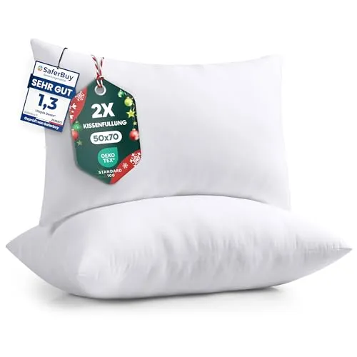 Utopia Bedding 2er Set Kissenfüllung 50 x 70 cm, Innenkissen Füllkissen Kopfkissen Sofakissen (Weiß)