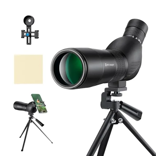 K&F Concept 20-60X60 Telescope Monokular Fernglas 45° Einstellbares Hi-Level-Zylinder-Fernglas zur Vogelbeobachtung mit Handy-Clip, Stativhalterung und Aufbewahrungstasche