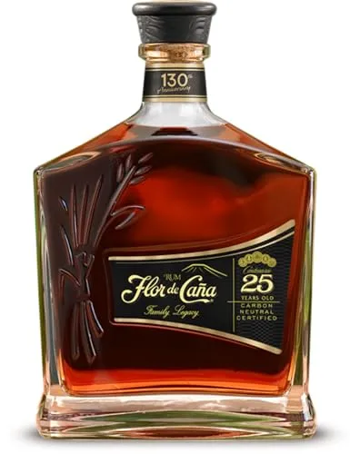 Flor de Caña 25 Years Old Rum in Geschenkbox - Premium Rum, nachhaltig produziert und 25 Jahre langsam gereift für ein unvergleichliches Geschmackserlebnis. Ideal zum Genießen pur oder on the Rocks.