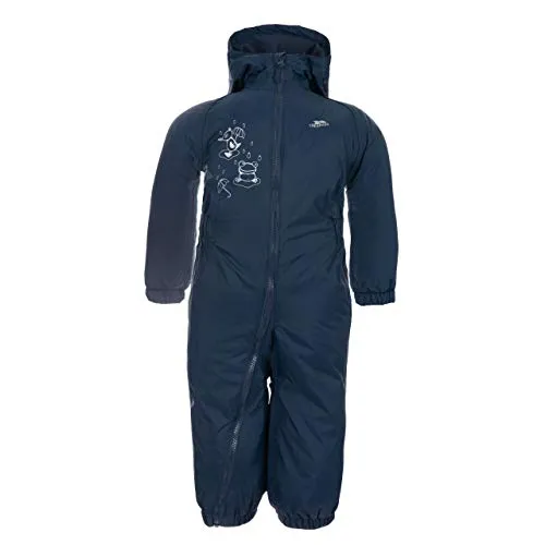 Trespass Dripdrop Regenanzug navy blue (NBL) 7/8 für Kinder - Der gepolsterte Dripdrop-Regenanzug schützt Ihr Kind optimal vor Wind und Regen. Mit reflektierenden Paspeln und elastischen Bündchen sorgt er für Sicherheit und Komfort beim Spielen im Freien.