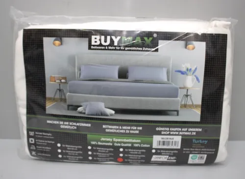 Buymax Spannbettlaken Jersey 100% Baumwolle Weiß 180 x 200 cm 140 g/m² NEU