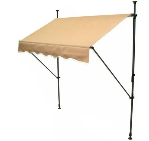 Klemmmarkise 150cm mit Handkurbel - Markise für Balkon und Terrasse, einfache Klemmmontage ohne Bohren, verstellbare Höhe von 230 bis 300 cm und UV-beständiges Polyestergewebe für optimalen Sonnenschutz.