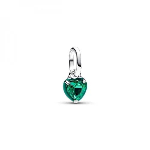 PANDORA ME Grünes Chakra-Herz Mini-Charm-Anhänger aus Sterling Silber mit künstlichem Kristall, Kompatibel ME und Moments Armbändern, 793042C03