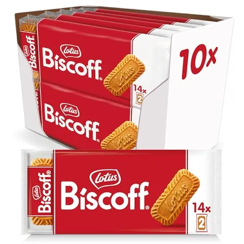 Lotus Biscoff | Karamellisierter Keks | Einzeln Verpackte Kekse im 2er Pack | Nur Natürliche Inhaltsstoffe | Vegan | Ohne Farbstoffe oder Zugesetzte Aromen | 10x (14x2) | 2,17 kg