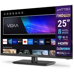 Antteq V25-AF3Q1 25 Zoll Smart TV mit FHD und Triple Tuner - Erleben Sie nahtlosen Zugang zu Netflix, Prime Video und mehr mit dem intuitiven VIDAA-Betriebssystem. Genießen Sie lebendige Farben und hochwertigen Klang für ein unvergessliches Seherlebnis.