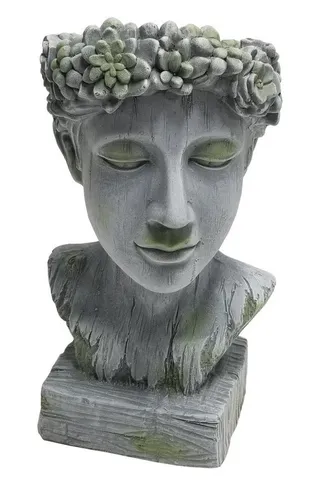 Dehner Gartenfigur Apollo, 40.5 x 24 x 23.5 cm, Magnesia, Stilvoller Pflanztopf für besondere Pflanzen - Imposanter Pflanztopf aus robustem Magnesia, ideal für Ihre Pflanzen. Setzen Sie mit Apollo stilvolle Akzente in Ihrem Garten und genießen Sie die detailreiche Verarbeitung, die Blicke anzieht.