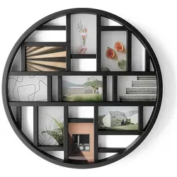 Umbra Luna Bilderrahmen Collage für 9 Fotos - Wand- & Tischbilderrahmen: Gestalten Sie mit diesem runden Rahmen eine individuelle Fotocollage aus 9 Bildern (10 x 15 cm) und bringen Sie frischen Wind in Ihre Raumdekoration.