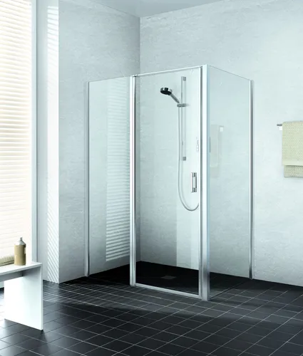 Kermi Liga Pendeltür 1-flügelig 110cm - Türen für Nischen, elegante Klarglas-Pendeltür mit Festfeld für Nische oder Seitenwand, ideal für moderne Bäder und barrierefreien Zugang.
