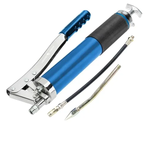 HÖGERT TECHNIK Fettpresse 10000PSI Handfettpresse 600g Fett Handhebelfettpresse Presse - präzise Dosierung Grease Gun mit Druckrohr Schlauch Für Einfache Schmierung Fettspritze