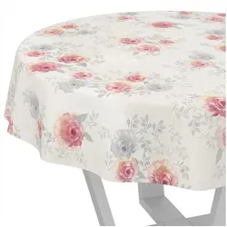 ANRO Tischdecke Wachstuch abwaschbar Rosen Tischwäsche (Einzelstück 1-tlg), wasserabweisend pflegeleicht Floral Beige Rosa Rund 140cm beige|rosa Rund | Ø 140 cm x 140 cm x 140 cm