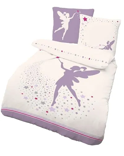 LINKHOFF Kinderbettwäsche Fee 135x200 - 100% Baumwolle - Bettwäsche-Set für Mädchen, bügelfrei und mit Reißverschluss, sorgt für einen gemütlichen Schlaf mit einem zauberhaften Fee-Motiv.