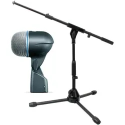 Shure Beta 52A Bassmikrofon Set mit Stativ - Professionelles Bassmikrofon für präzise Abnahme von Bassdrums und tiefen Instrumenten, inklusive verstellbarem Stativ für optimale Positionierung und praktischen Transportkoffer.