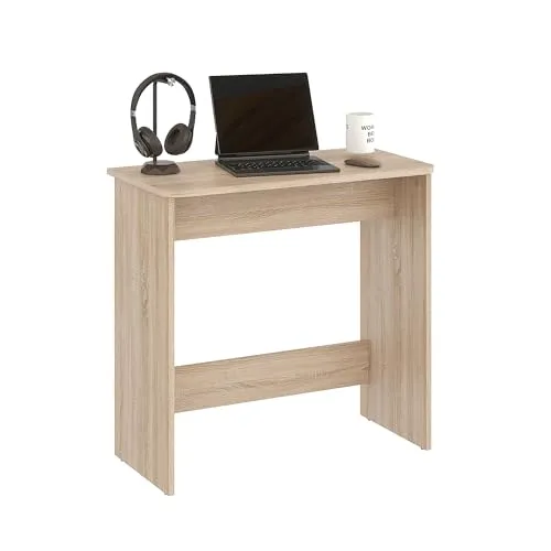KOMTO Kleiner Schreibtisch Sonoma Eiche – Kompakter Computertisch für Büro und Home Office - Platzsparender Schreibtisch mit ausreichend Fläche für Laptop und Bücher. Ideal für Studenten und kleine Wohnungen, harmonisches Design fügt sich perfekt in jeden Raum ein. Einfache Montage mit Anleitung für schnellen Aufbau.