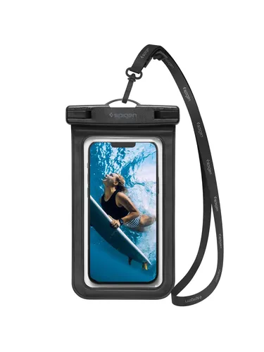 Spigen Aqua Shield WaterProof Case A601 - Schwarz - Universelle wasserdichte Handyhülle mit IPX8-Zertifizierung, schützt bis zu 30 Meter vor Wasserschäden. Leicht, mit klarer Oberfläche und benutzerfreundlichem Verschluss, ideal für den täglichen Einsatz.