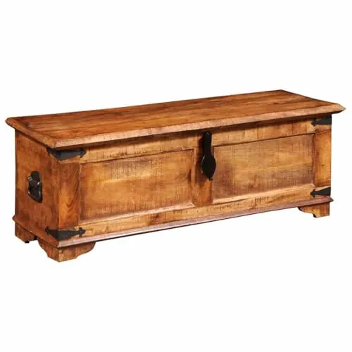 vidaXL Aufbewahrungstruhe aus Mangoholz - Handgefertigte Massivholztruhe, einzigartig und robust, ideal für stilvolle Aufbewahrung und als Sitzgelegenheit.