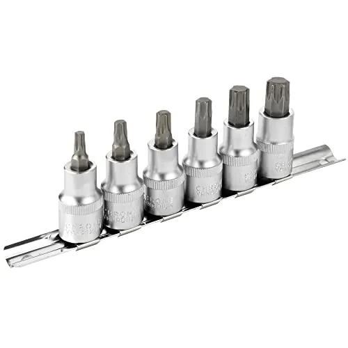 DAKCOS Bit Set Torx Nusssatz für 1/2"-Vierkantantrieb, Nüsse aus CR-V, Bit aus S2, T30 - T60