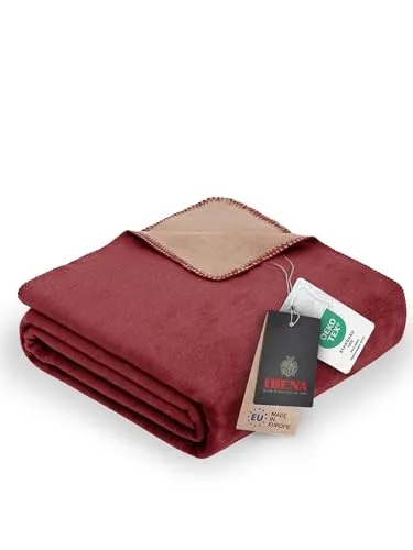 Ibena Sorrento Couverture Douilette 150 x 200 cm - Kuschelige Wohndecke in Bordeaux/Marron Clair - Hochwertige Bettdecke aus weicher Baumwollmischung, pflegeleicht und ideal als vielseitige Ergänzung für jedes Wohnambiente.
