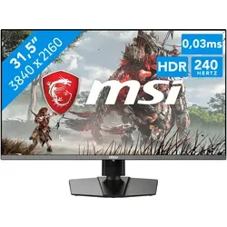 MSI 9S6-3DD29A-021 Gaming Monitor 31.5 Zoll - 4K UHD Gaming Monitor mit ultra-schneller Reaktionszeit von 0,03 ms für ruckelfreies Gaming und beeindruckende Bildqualität.