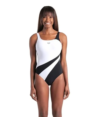 Arena Damen Shapewear Liliana C-Cup Badeanzug Schwarz/Weiß, Größe 40 - Hochwertiger Badeanzug mit Tummy Control und verstellbaren Trägern für perfekten Sitz. Ideal für aktive Frauen, bietet Komfort und Unterstützung beim Schwimmen und Aqua-Fitness.