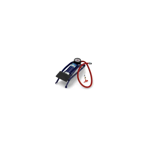 Cartrend Luftpumpe 10927 - Einzylinder Fußpumpe mit Manometer - Effiziente Fußluftpumpe für Fahrrad, Auto und mehr. Pumpt 0,2 Liter Luft pro Schub, mit 7 bar Manometer für präzise Druckkontrolle. Kompakt und ohne Strom nutzbar.