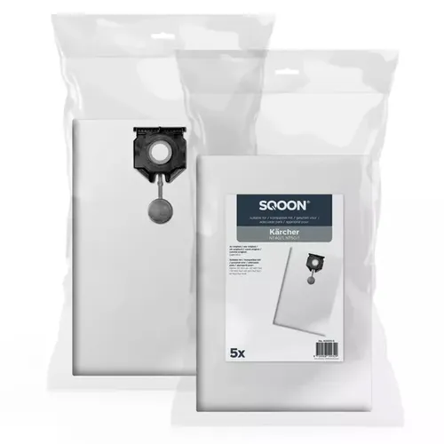Staubsaugerbeutel SQOON für Kärcher NT40/1-NT50/1 aus Vlies 5 Stück, ersetzt Original 2.889-155.0 42400-5
