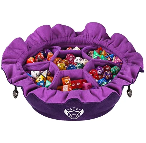 CardKingPro Immense Würfelbeutel mit Taschen – Lila – Kapazität 150+ Würfel – Großartiger Organizer für Würfelsammler, Perfekt für Dungeons and Dragons [Patentiertes Design]