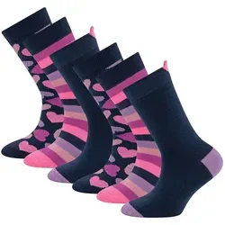 Ewers Socken 6er Pack Herzen/Ringel (6-Paar) - Praktisches 6er Pack Socken mit süßem Herzdesign und Ringelmustern. Hochwertige Verarbeitung garantiert optimalen Komfort und Passform. Strapazierfähiges, pflegeleichtes Material für den täglichen Einsatz.