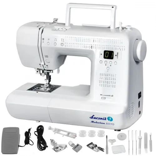 Łucznik Nähmaschine Malwina 2070 - Elektronische Nähmaschine mit 63 Stichmustern und automatischem Knopfloch. Ideal für kreative Nähprojekte zu Hause.