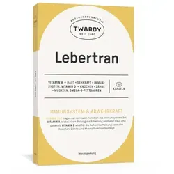 Twardy Lebertran Kapseln - Nahrungsergänzungsmittel für Gesundheit, reich an Vitamin A, D und Omega-3-Fettsäuren, gluten- und laktosefrei, unterstützt Immunsystem und Knochengesundheit.