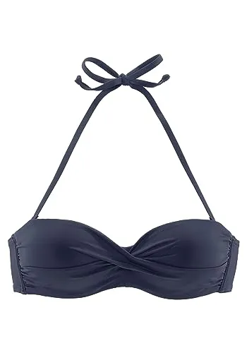 s.Oliver Damen Bügel Bikinioberteil 34D, Navy - Eleganter Halt - Bikinioberteil mit dekorativer Raffung und wattierten Cups für optimalen Halt. Aus softer Microfaser für höchsten Tragekomfort, ideal für Strandtage.
