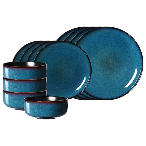 Ritzenhoff & Breker Basic-Set Bali 12er Set - 12-teiliges Geschirrservice von Ritzenhoff & Breker im Urban-Country-Stil. Mit einzigartigen blauen Farbverläufen ist dieses Set ideal für stilvolle Anlässe und verleiht jedem Tisch einen besonderen Charme.