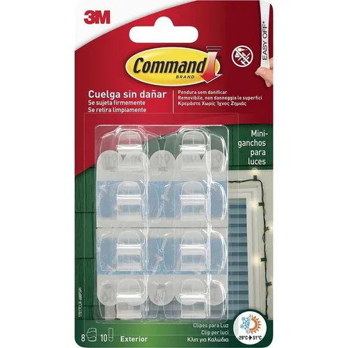 3M Command mini light hook, outdoor, clear, 8 pcs + 10 strips (60847623)
