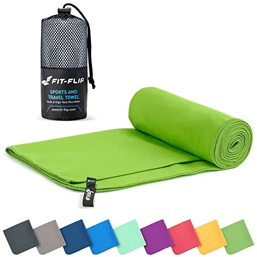Fit-Flip Mikrofaser Handtuch - kompakte Microfaser Handtücher - ideal als Sporthandtuch, Reisehandtuch, Strandtuch - schnelltrocknend und leicht - Badetuch groß (1x 30x50cm, Grün)