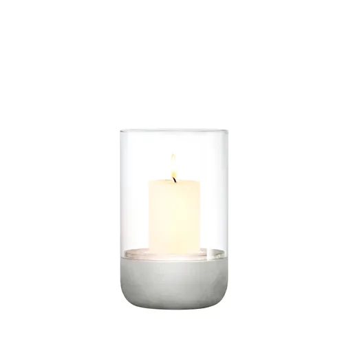Blomus Windlicht Calma - Elegantes Windlicht aus Glas und Beton in grau, ideal für stimmungsvolle Beleuchtung. Maße: ca. 10x14x10cm, ohne Kerze.