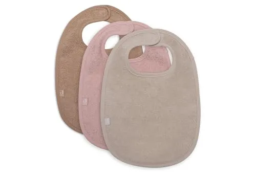 Jollein Lätzchen Baby - Frottee, Wild Rose/Nougat/Biscuit - 3er Pack - 100% Baumwolle - Mit Klettverschluss - Babylatz - Sabberlätzchen Baby